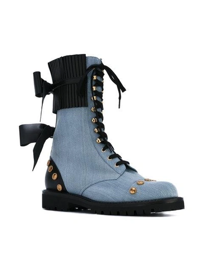 Shop Fausto Puglisi Chambray Studded Boots
