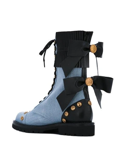 Shop Fausto Puglisi Chambray Studded Boots