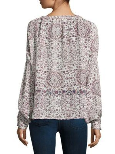 Shop L Agence Crawford Floral Print Silk Blouse In Ivory