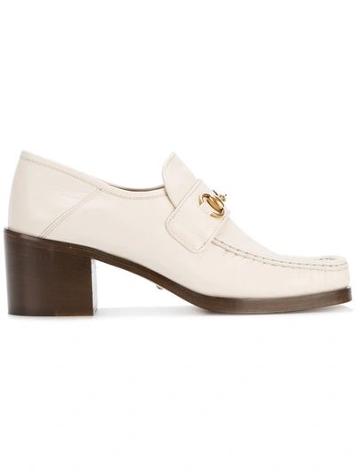 Gucci White Horsebit 65 Leather Loafers - Neutrals