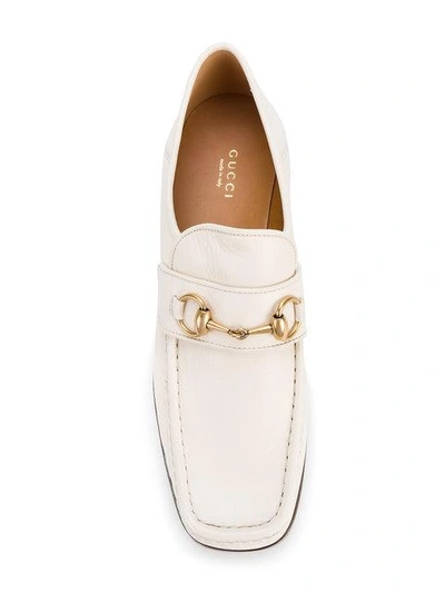 Shop Gucci White Horsebit 65 Leather Loafers - Neutrals