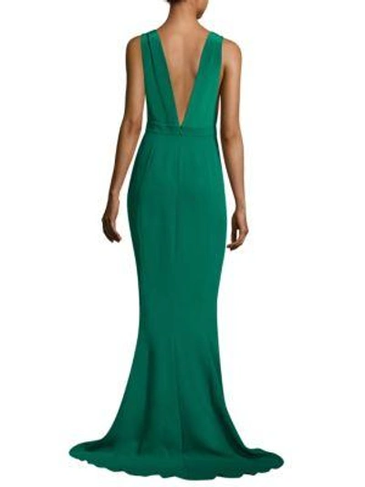 Shop Diane Von Furstenberg Deep V-neck Silk Mermaid Gown In Green