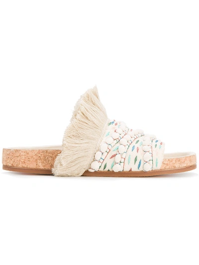 Chloé Woven Nolan Flat Sandals In Neutrals