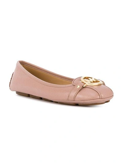 Shop Michael Kors Logo Ballerina Flats In Neutrals