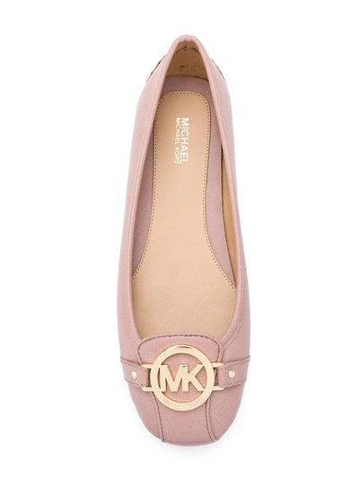 Shop Michael Kors Logo Ballerina Flats In Neutrals