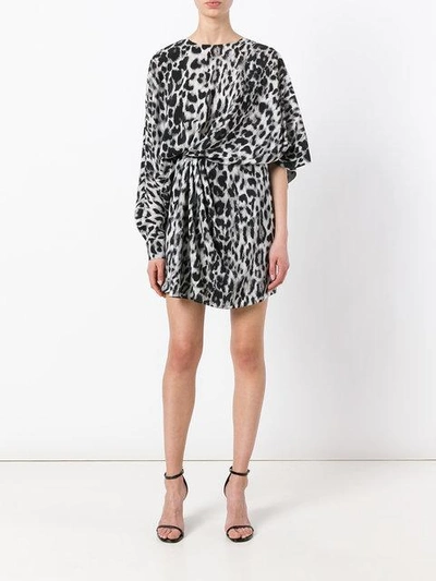 Saint Laurent Leopard Print Dress In Black