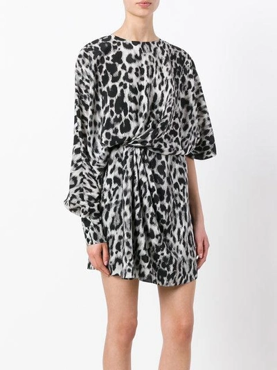 Saint Laurent Leopard Print Dress In Black