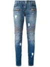 BALMAIN BALMAIN DISTRESSED BIKER JEANS - BLUE,5456369N12058686