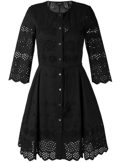 Theory 'kalsingas E' Cutwork Embroidery Cotton Dress In Black