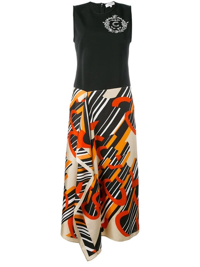 Carven Dress With Printed Silk Skirt In Multicolored