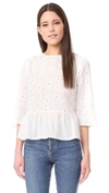 ENGLISH FACTORY BELL SLEEVE EYELET TOP