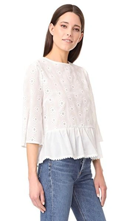 Shop English Factory Bell Sleeve Eyelet Top In White