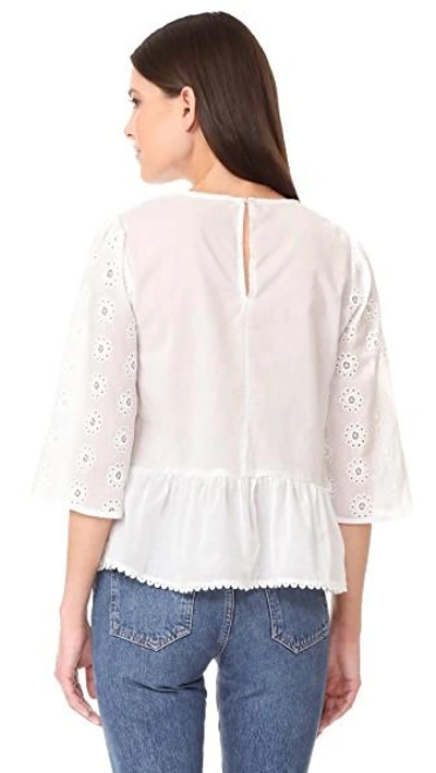 Shop English Factory Bell Sleeve Eyelet Top In White