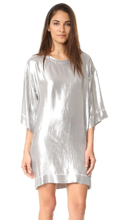 Golden Goose Long T-shirt Dress In Silver