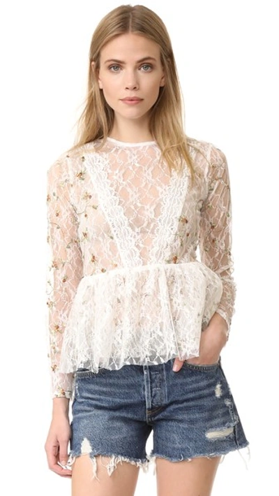 Endless Rose Embroidered Lace Top In Off White Combo