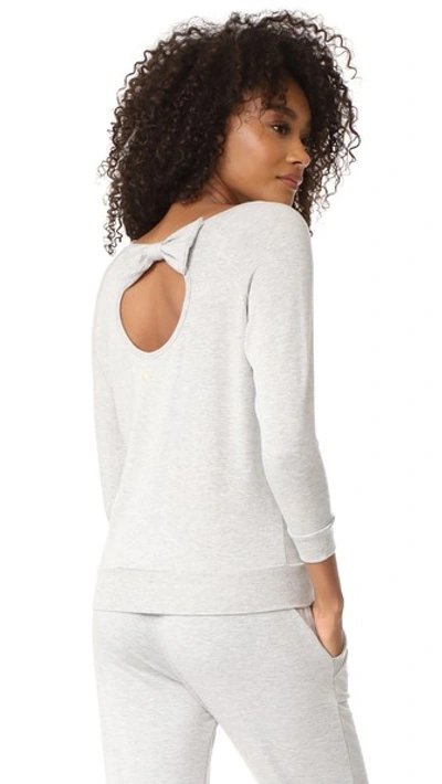Beyond Yoga X Kate Spade New York Bow Cutout 3/4 Sleeve Sweatshirt In Light Heather Grey