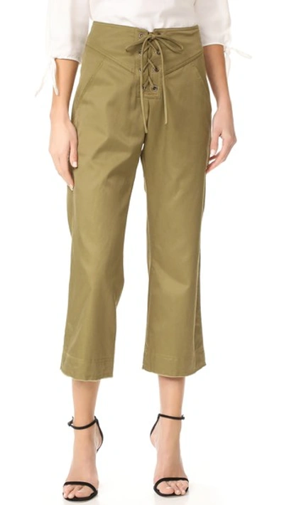Marissa Webb Parker Cropped Lace Up Pants In Olive