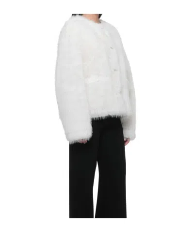 Stand Studio Textured Collarless Jacket In White