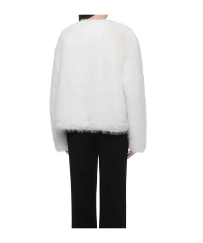 Stand Studio Textured Collarless Jacket In White