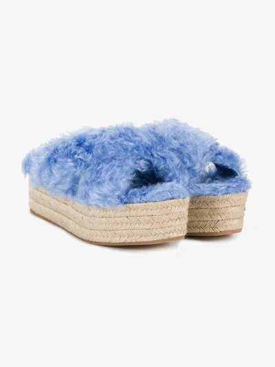 Shop Miu Miu Plateau-sandalen In Espadrille-optik In Blue