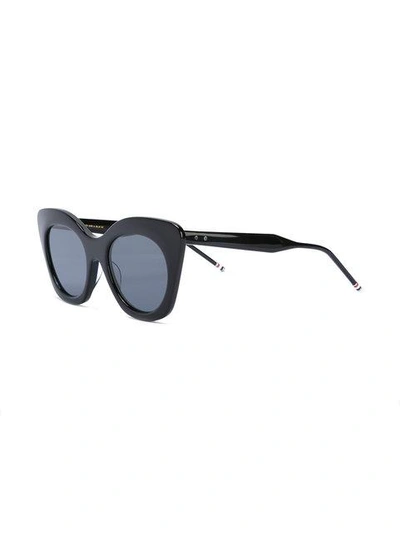 Shop Thom Browne Black Sunglasses With Dark Grey Lens