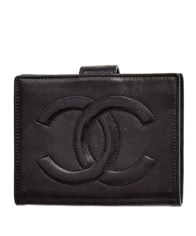 Chanel Black Quilted Lambskin Fold Cc Wallet'