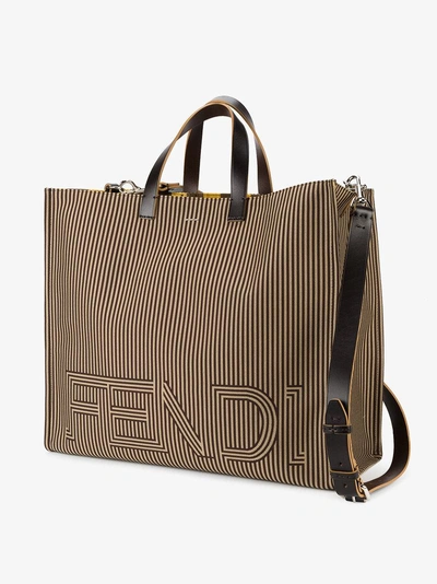 Shop Fendi Large Logo Tote Bag In Brown