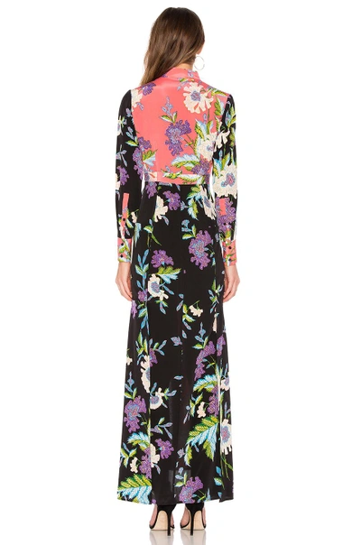 Shop Diane Von Furstenberg Floral Maxi Dress In Curzon Black, Curzon Pink & Coral