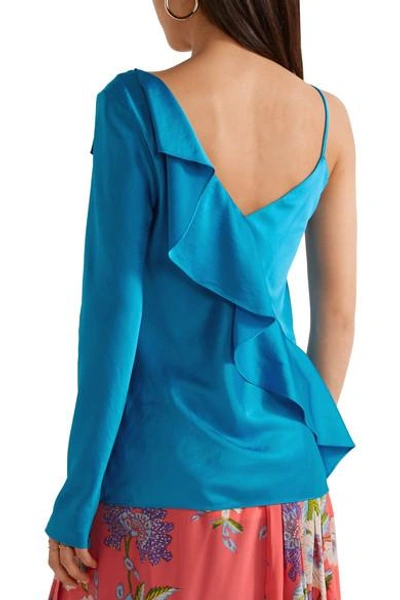 Shop Diane Von Furstenberg Asymmetric Ruffled Satin Top