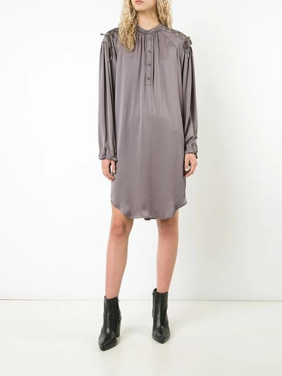 Shop A.f.vandevorst Lace Up Sleeve Smock Dress - Grey