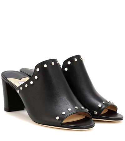 Jimmy Choo Myla 65 Studded Leather Mules In Black Silver