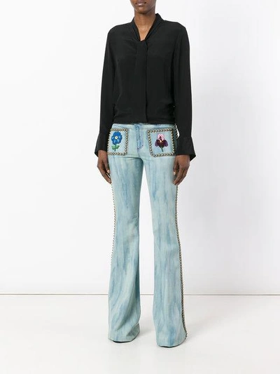 Shop Gucci Studded Flared Jeans - Farfetch In Blue