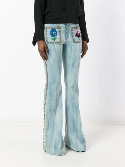 Shop Gucci Studded Flared Jeans - Farfetch In Blue