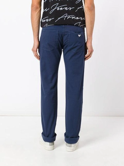 Shop Armani Jeans Slim-fit Chinos - Blue