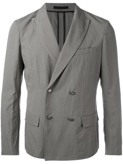 Shop Paolo Pecora Double Breasted Jacket - Grey