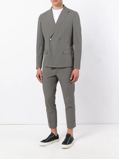 Shop Paolo Pecora Double Breasted Jacket - Grey