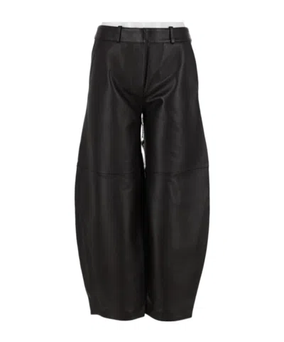 Co Wide-leg Leather Trousers In Black