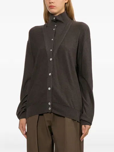 Source Unknown Button-up Layered-effect Sweater In Gray