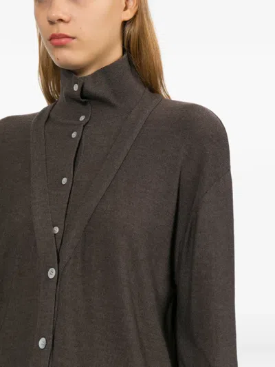 Source Unknown Button-up Layered-effect Sweater In Gray