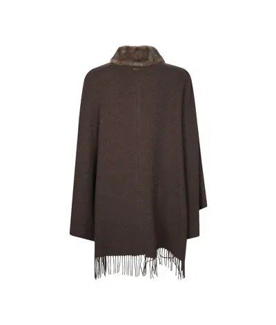 Herno Turtleneck Cape In Brown