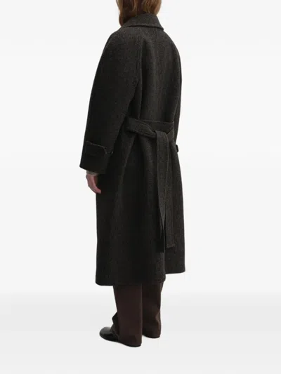 Dunst Check-pattern Belted Coat In Gray