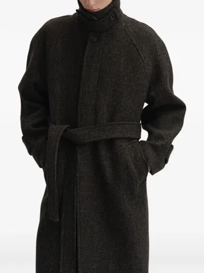 Dunst Check-pattern Belted Coat In Gray