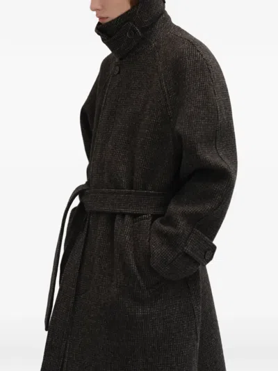 Dunst Check-pattern Belted Coat In Gray