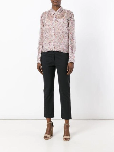 Shop Calvin Klein Collection Sheer Floral Shirt