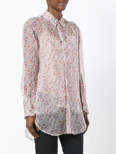 Shop Calvin Klein Collection Sheer Floral Shirt