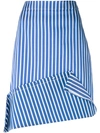 PORTS 1961 striped asymmetric skirt,DRYCLEANONLY