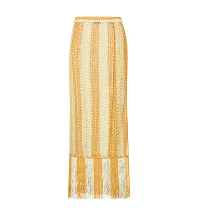 Missoni Crochet-knit Striped Wrap Skirt In Gold
