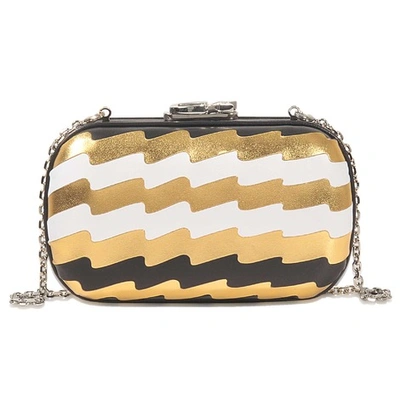 Corto Moltedo Susan Pleated Leather Metal Clutch In Gold