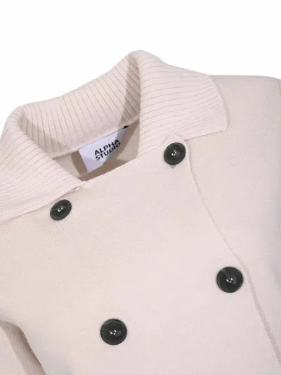 Alpha Studio Double-breasted Jacket In Neutral