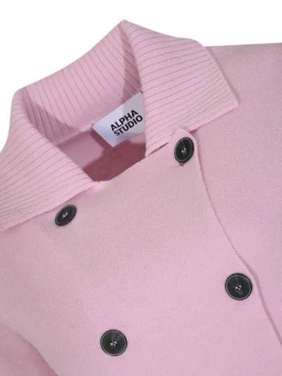 Alpha Studio Double-breasted Jacket In Pink
